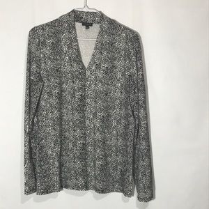 Talbots Black And White Tiger Print Top Size M